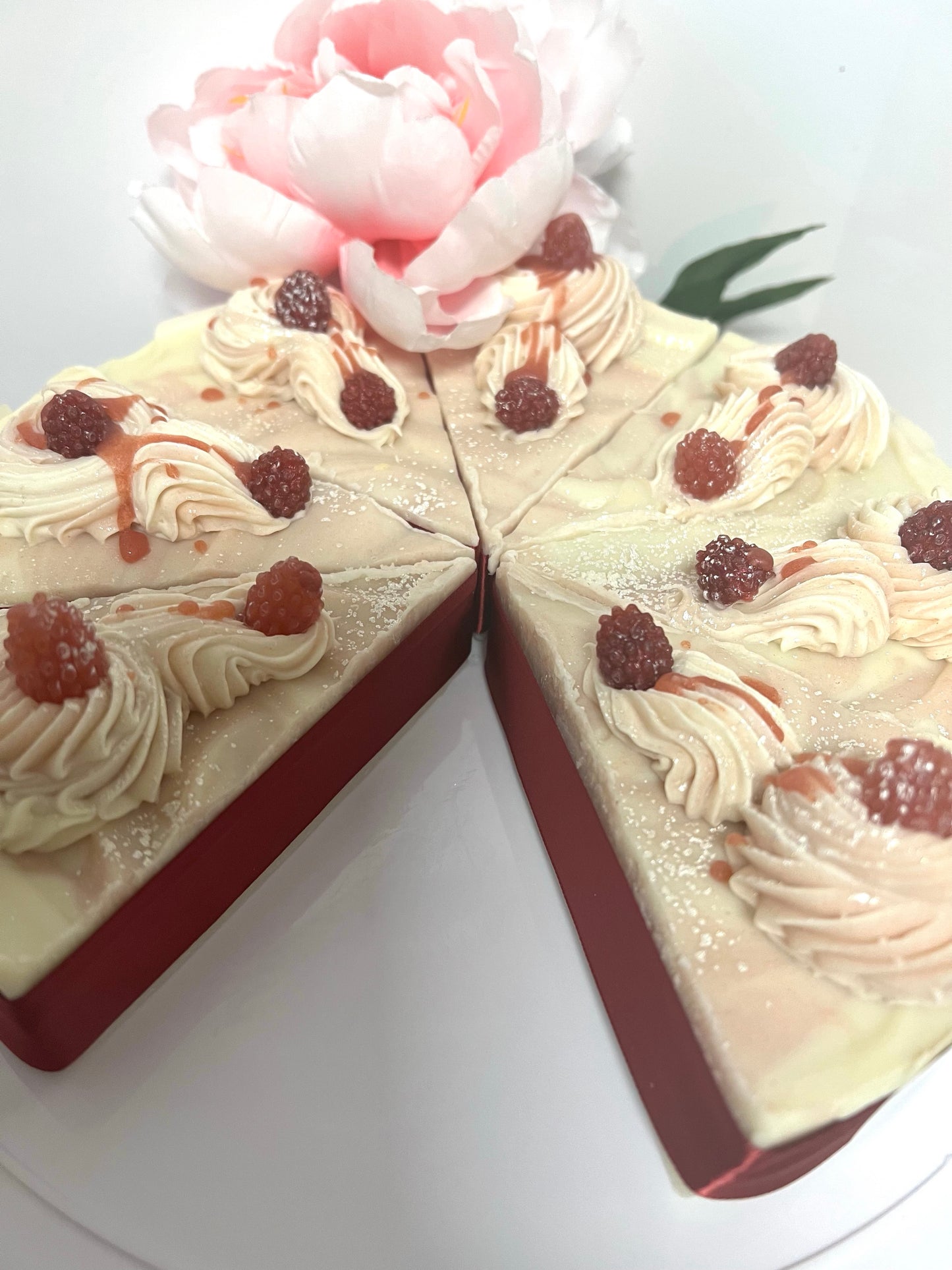 Raspberry vanilla cake slice soap