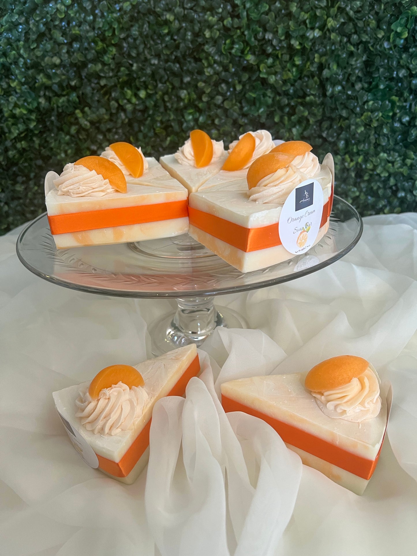 Orange cream cake slice soap